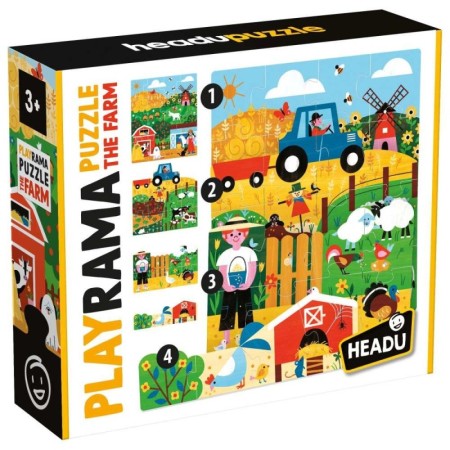 Headu - Puzzle-uri stivuibile Aventura la Ferma pentru copiii de peste 3 ani Headu - 1